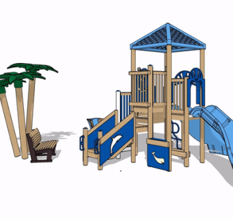 现代儿童游乐设备su模型
