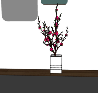 现代花瓶花卉su模型