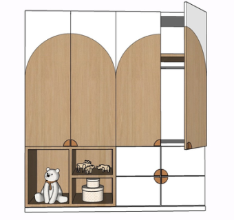 现代实木衣柜su模型