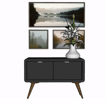 北欧实木边柜su模型