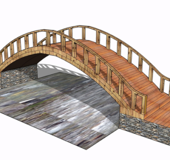 现代实木拱桥su模型