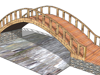 现代实木拱桥su模型