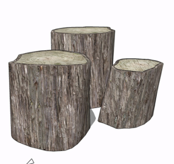 现代树桩凳子su模型