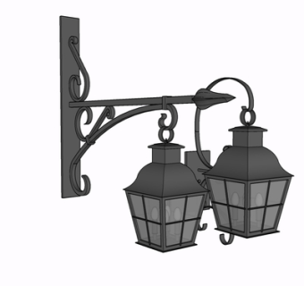 欧式金属壁灯su模型