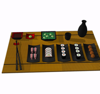 日式餐具su模型