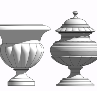 欧式花钵su模型