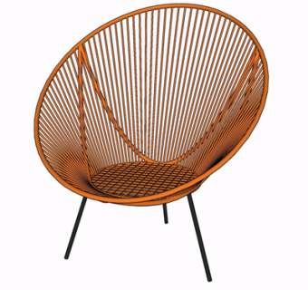 现代藤编休闲椅su模型