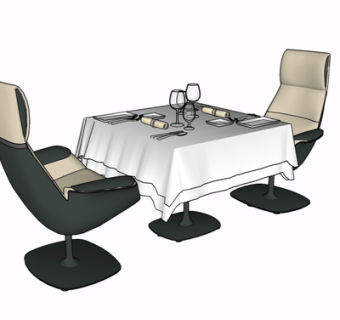 现代餐桌椅su模型