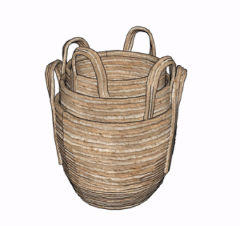 现代竹编篮子su模型