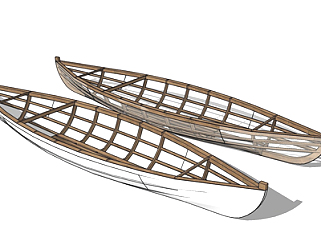 现代实木小船su模型