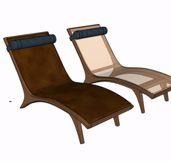 现代实木躺椅su模型