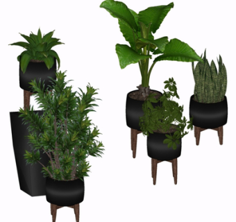现代绿植盆栽su模型