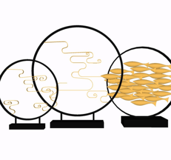 新中式金属摆件su模型