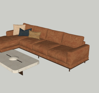 现代布艺多人沙发su模型