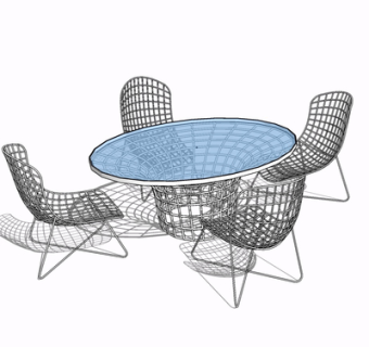 现代休闲桌椅su模型