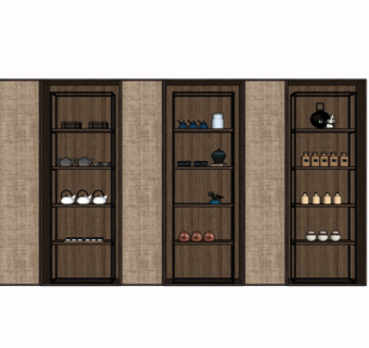 现代实木装饰柜su模型