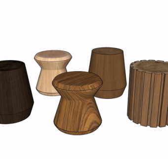 现代实木凳子su模型