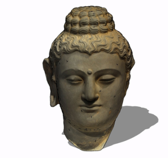 中式佛像头部雕塑su模型