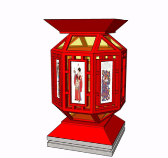 新中式景观灯su模型