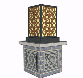 新中式景观灯su模型