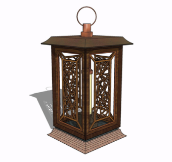 新中式景观灯su模型