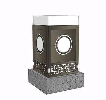 新中式景观灯su模型