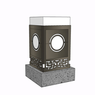 新中式景观灯su模型