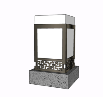 新中式景观灯su模型