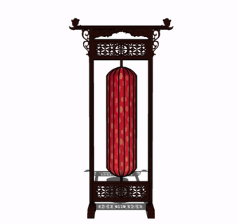 中式实木落地灯su模型