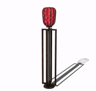 新中式实木落地灯su模型