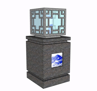 新中式景观灯su模型