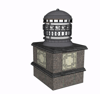 新中式景观灯su模型