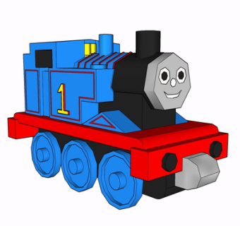 现代托马斯小火车儿童玩具su模型