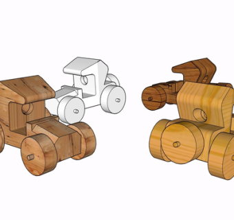 现代木车玩具su模型