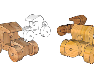 现代木车玩具su模型
