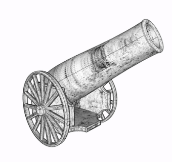 现代大炮摆件su模型