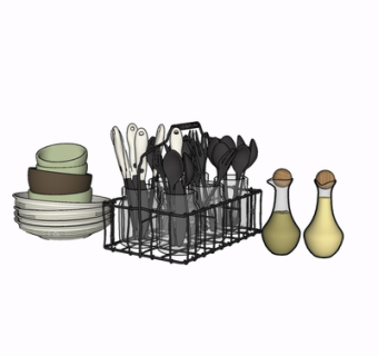 现代餐具组合su模型
