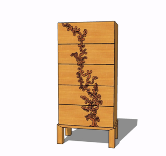 现代实木斗柜su模型