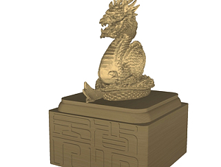 中式<em>龙形雕塑</em>su模型