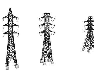 现代电缆塔su模型