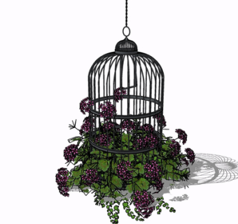 现代金属鸟笼su模型