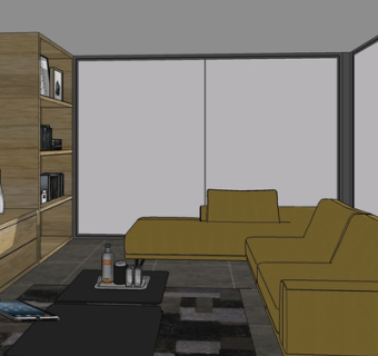 现代布艺多人沙发su模型