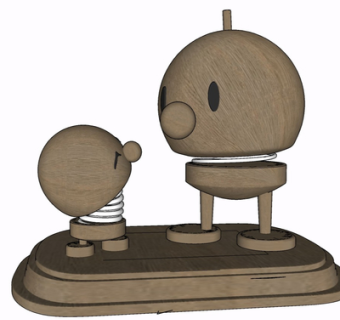 现代实木摆件su模型