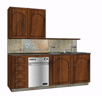 现代实木橱柜su模型