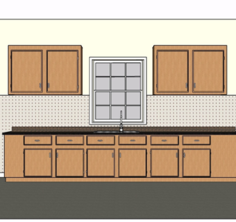 现代实木橱柜su模型