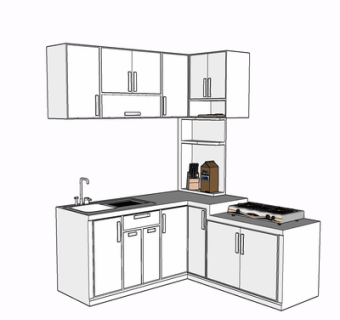 现代实木橱柜su模型