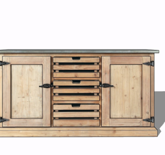 现代实木边柜su模型