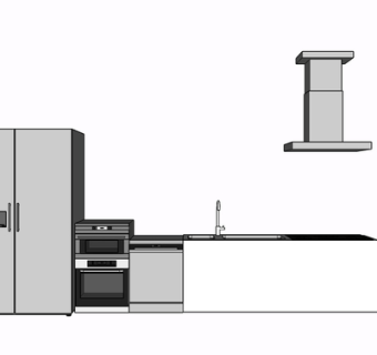 现代实木橱柜su模型