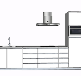 现代实木橱柜su模型