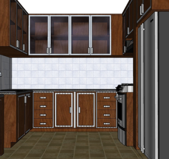 现代实木橱柜su模型